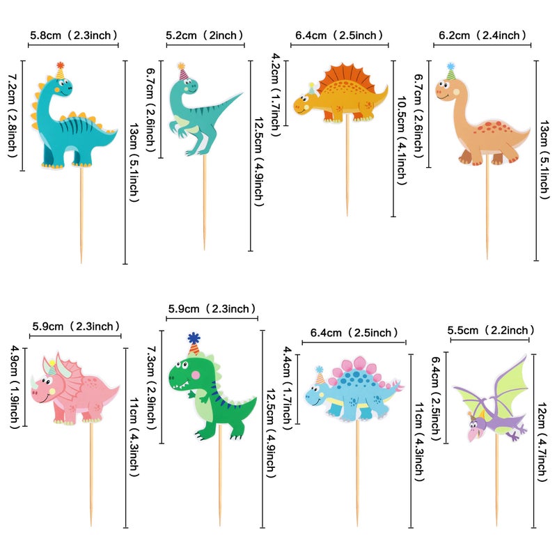 Ercadio 32 Pack Dinosaur Cupcake Toppers Baby Cute Dinosaur Cupcake Picks Dino Theme Baby Shower Kids Birthday Party Cake Decorations Supplies - Image 2